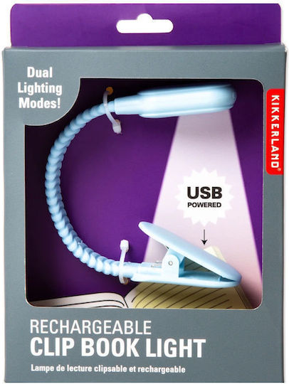 Kikkerland Rechargeable Reading Light Book Light LED with Clip Blue