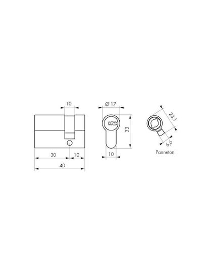 Thirard Cilindru de Încuietoare De Securitate Jumătate 40mm (30-10)