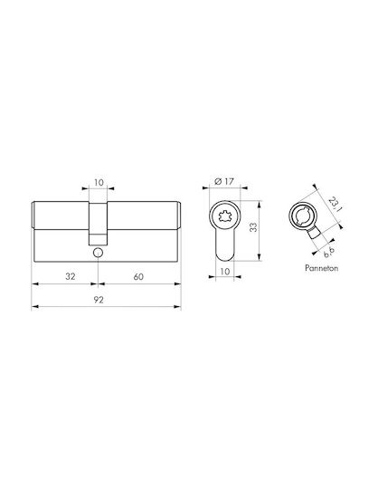 Thirard Lock Cylinder Security 90mm (30-60) with 5 Keys