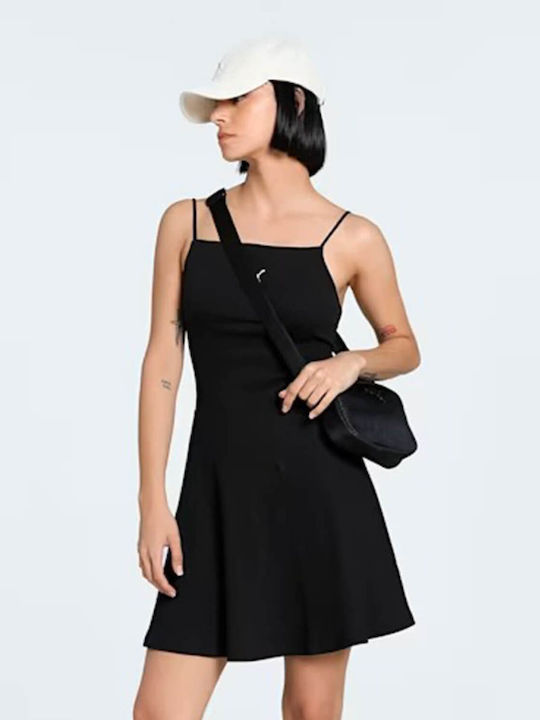Καλοκαιρινό Mini Αθλητικό Φόρεμα με Τιράντα Black