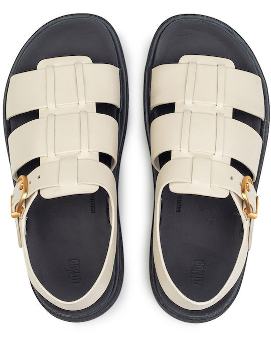 Leather Women's Flat Sandals White