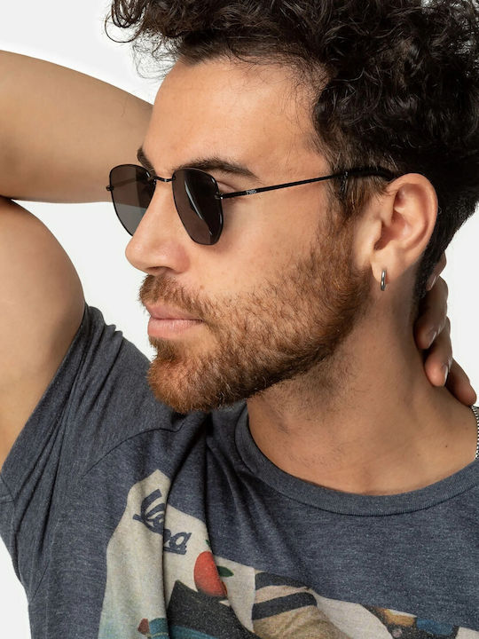Twig Roque Unisex Sunglasses with Black Metallic Frame and Black Lens ROQ01