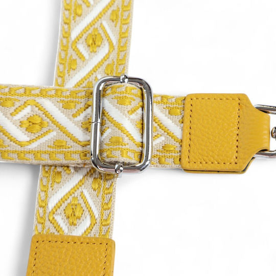 Adjustable Bag Strap Leather Details Yellow S