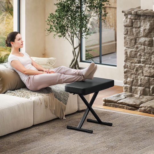 Stool For Living Room Collapsible with Adjustable Height Black 60x32x53-63cm