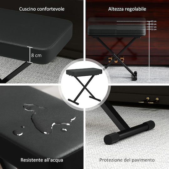 Stool For Living Room Collapsible with Adjustable Height Black 60x32x53-63cm