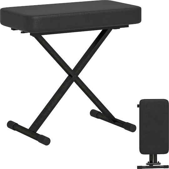 Stool For Living Room Collapsible with Adjustable Height Black 60x32x53-63cm