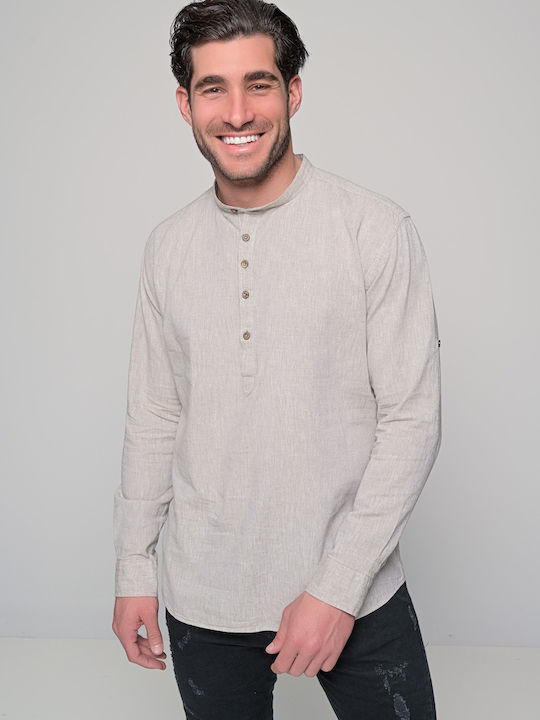 Komo Long-sleeved Linen Shirt Khaki