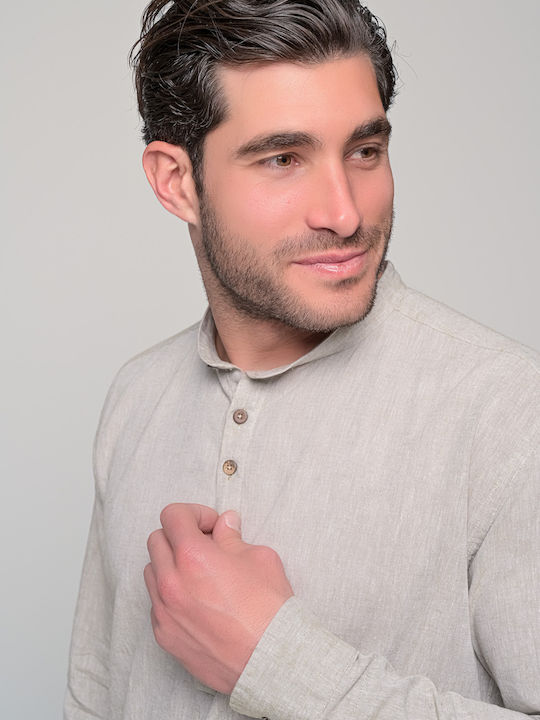 Komo Long-sleeved Linen Shirt Khaki