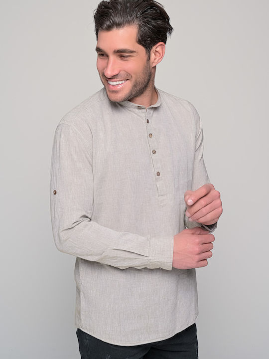 Komo Long-sleeved Linen Shirt Khaki