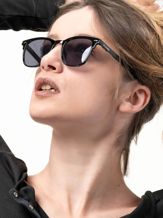 Smooder Unisex Sonnenbrille mit Schwarz Kunststoff Gestell und Gray Linse X019