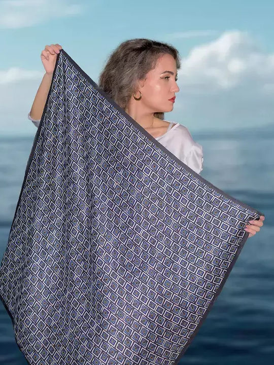 Kalfas Luxury Silk Γυναικείο Μεταξωτό Φουλάρι Μαύρο