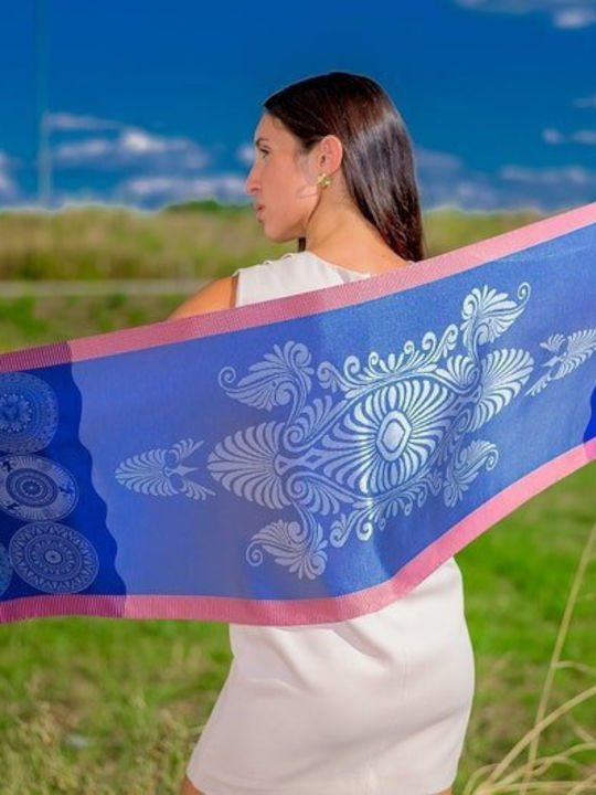 Kalfas Luxury Silk Γυναικείο Μεταξωτό Φουλάρι Μπλε
