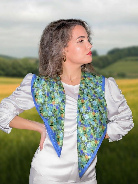 Kalfas Luxury Silk Γυναικείο Μεταξωτό Φουλάρι Μπλε Kalfas Luxury Silk Γυναικείο Μεταξωτό Φουλάρι Μπλε