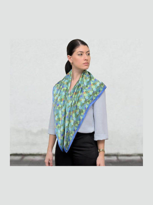 Kalfas Luxury Silk Women's Silk Scarf Blue
