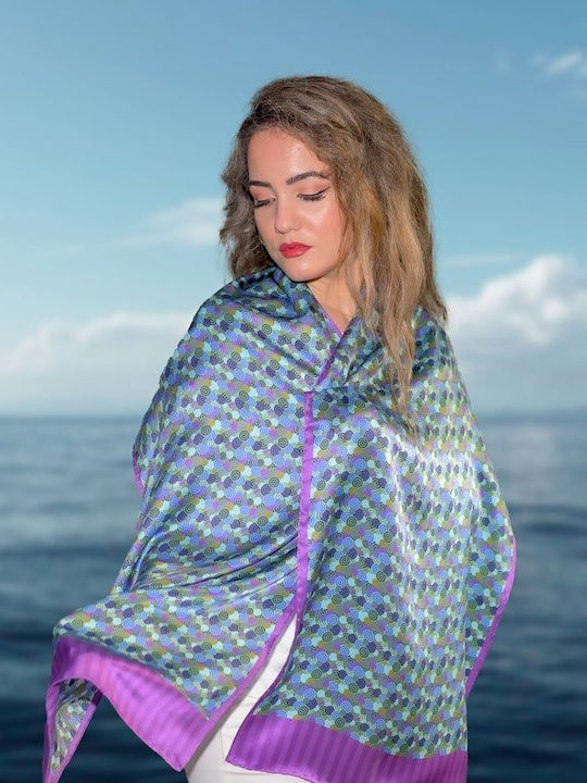 Kalfas Luxury Silk Γυναικείο Μεταξωτό Φουλάρι Μπλε