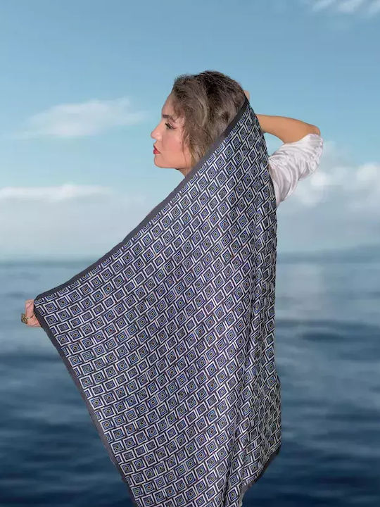 Kalfas Luxury Silk Γυναικείο Μεταξωτό Φουλάρι Μαύρο