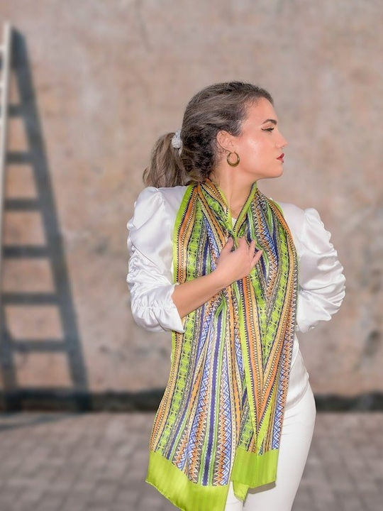 Kalfas Luxury Silk Γυναικείο Μεταξωτό Φουλάρι Πολύχρωμο