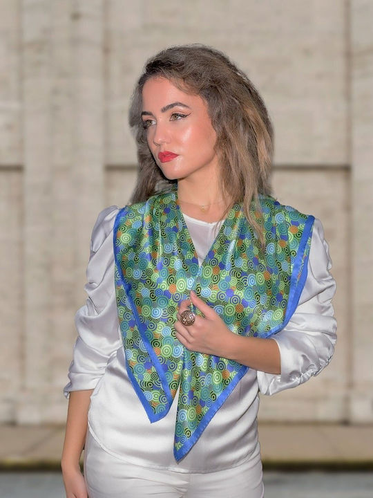 Kalfas Luxury Silk Women's Silk Scarf Blue