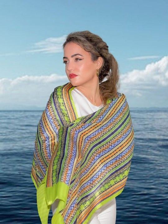 Kalfas Luxury Silk Γυναικείο Μεταξωτό Φουλάρι Πολύχρωμο