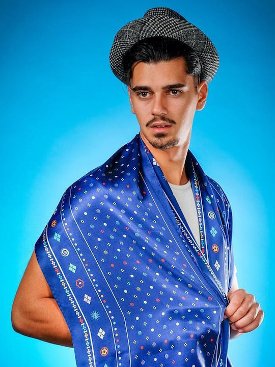 Kalfas Luxury Silk Γυναικείο Μεταξωτό Φουλάρι Μπλε