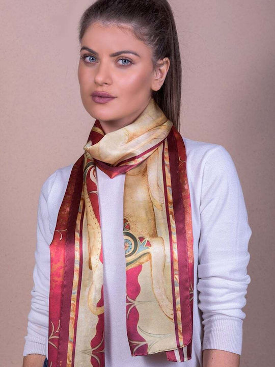 Kalfas Luxury Silk Γυναικείο Μεταξωτό Φουλάρι Κόκκινο