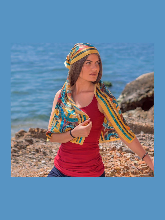 Kalfas Luxury Silk Women's Silk Scarf Light Blue