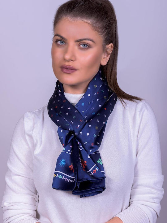 Kalfas Luxury Silk Γυναικείο Μεταξωτό Φουλάρι Μπλε