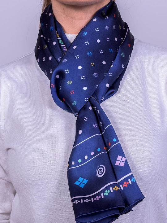 Kalfas Luxury Silk Γυναικείο Μεταξωτό Φουλάρι Μπλε