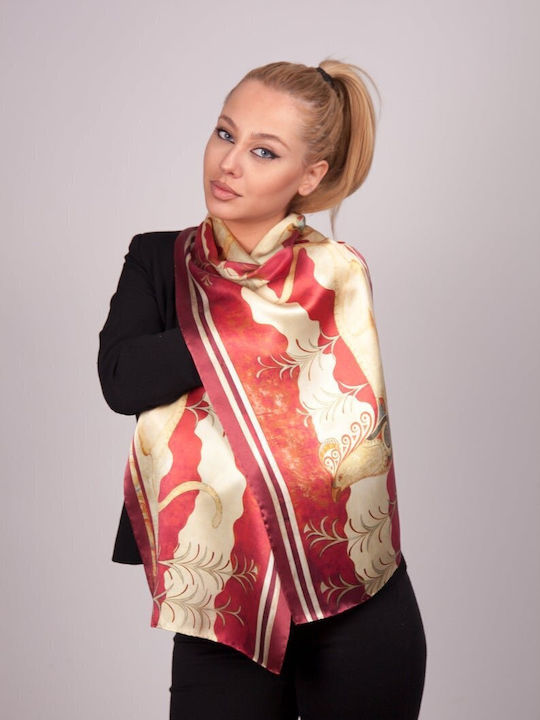Kalfas Luxury Silk Women's Silk Scarf Red