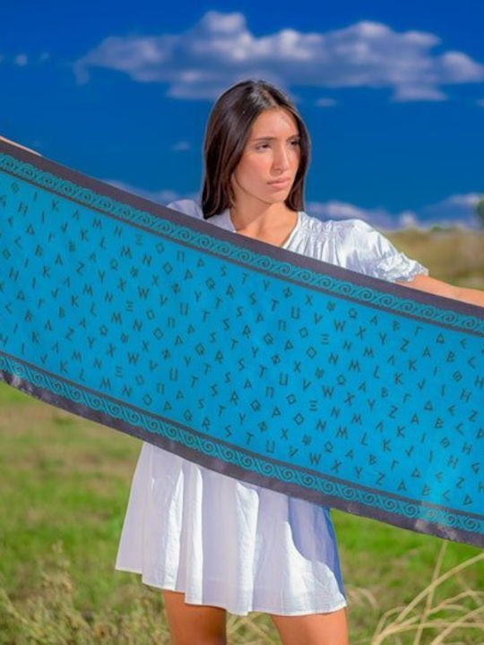 Kalfas Luxury Silk Γυναικείο Μεταξωτό Φουλάρι Μπλε