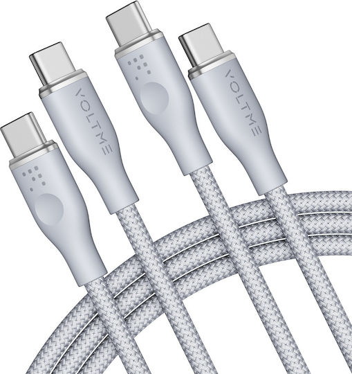 Voltme Braided USB 2.0 USB-C Cable Male USB-C 100W PD Gray 1.8m C2064