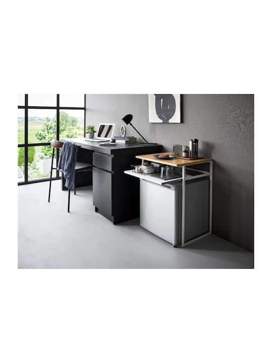 Rectangular Side Table Metal White/natural L53xW45.2xH66cm.
