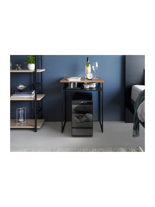 Rectangular Side Table Metal Black/brown L53xW45.2xH66cm.