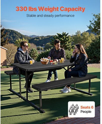 Vevor Steel Folding Picnic Table Bench Gray