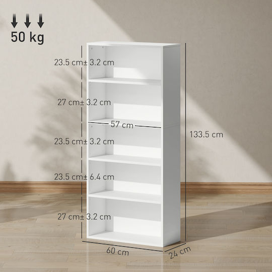 Βιβλιοθήκη Λευκή 60x24x133.5εκ.