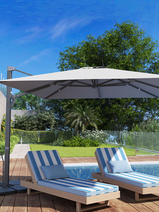 Square Aluminum Garden & Terrace Parasol Grey 3.65x2.97xHeight 2.56m