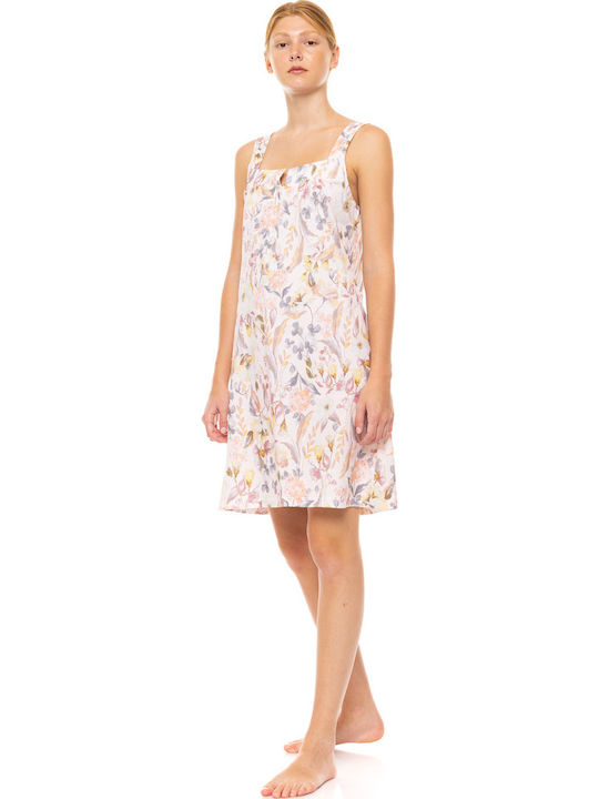 Pink Label Καλοκαιρινό Βαμβακερό Γυναικείο Νυχτικό Floral Rose Pink Label Καλοκαιρινό Βαμβακερό Γυναικείο Νυχτικό Floral Rose