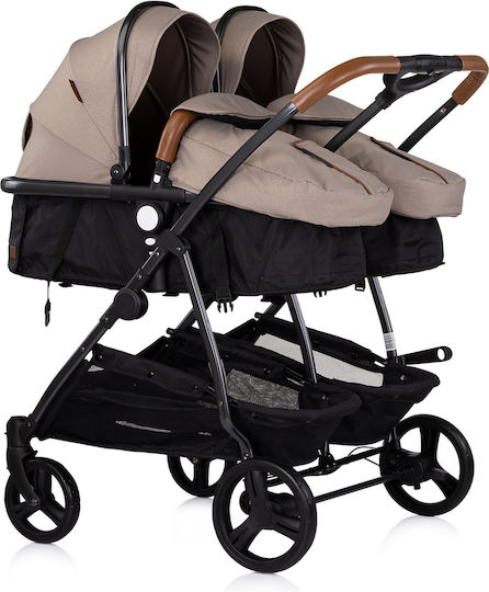 Chipolino Duo Smart Adjustable Double Stroller Suitable for Newborn Beige 8.7kg