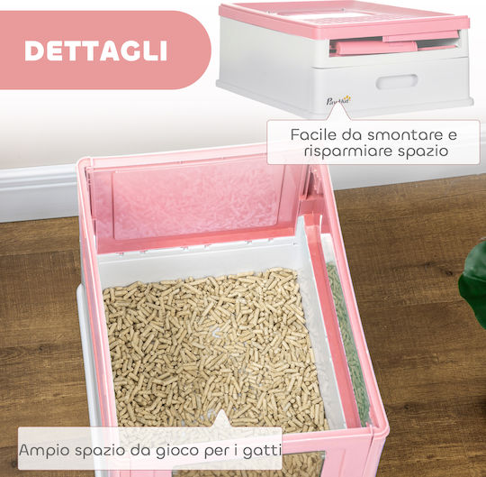 Pawhut Cat Toilet Closed Pink L47.5 x W35.5 x H36.7cm
