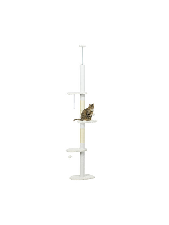 Pawhut Scratching Post Cat Trees White Ceiling 48x32x225cm