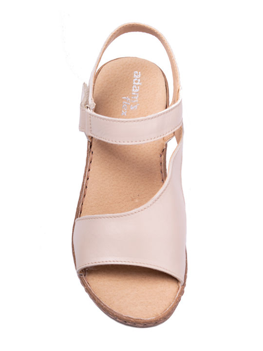 Flex Women's Leather Platform Shoes Beige