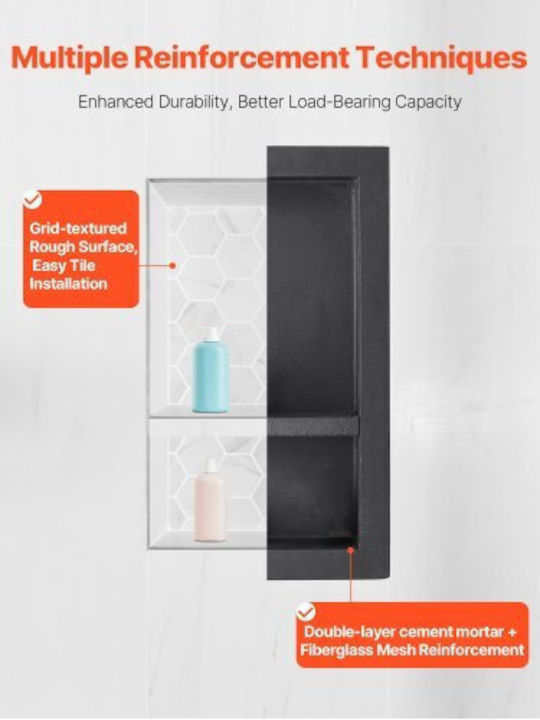 Vevor Wall Mounted Bathroom Shelf Plastic Black