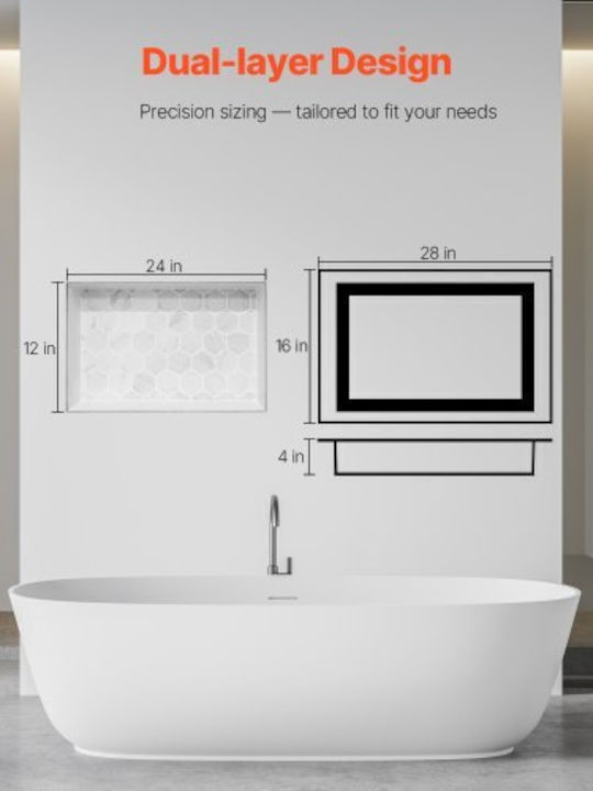 Vevor Wall Mounted Bathroom Shelf Plastic Black