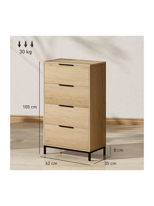 Comoda pentru Dormitor cu 4 sertare Open Café 62x35x105buc