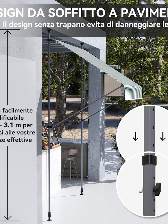 Outsunny Τέντα Βεράντας Πράσινη 2x1.2m