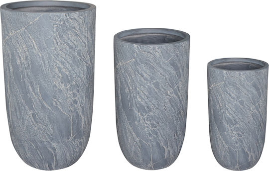 HomeMarkt Set 3 Metallische Pflanzgefäße Cement 44x79cm