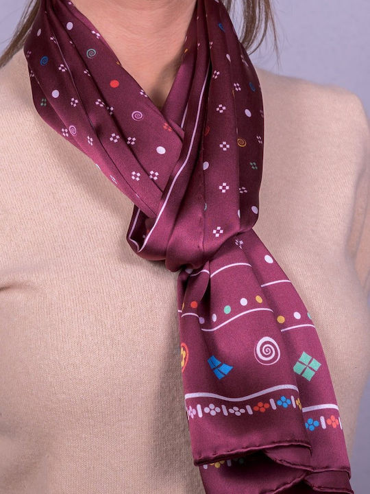 Kalfas Luxury Silk Γυναικείο Μεταξωτό Φουλάρι Κόκκινο