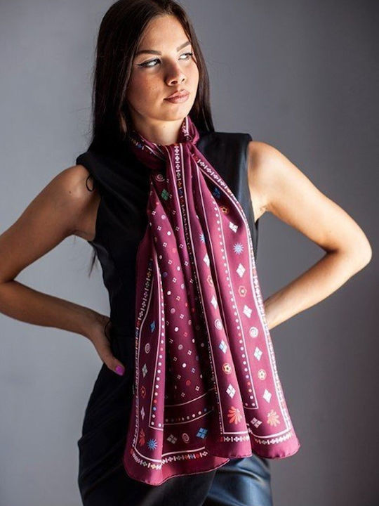 Kalfas Luxury Silk Γυναικείο Μεταξωτό Φουλάρι Κόκκινο