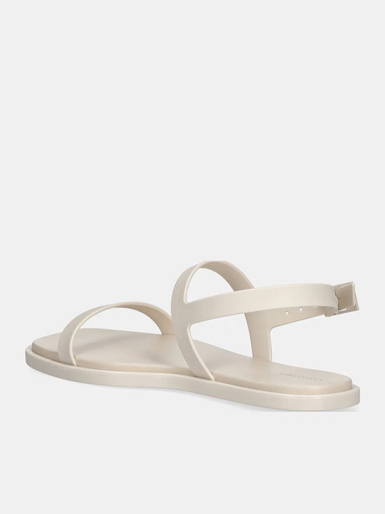 Women's Flat Sandals in Beige Color