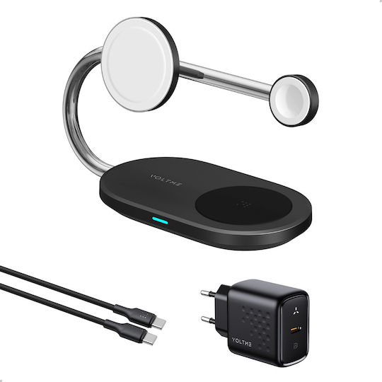 Velbon Ασύρματος Φορτιστής Qi2 GaN και Καλώδιο USB-C - USB-C 40W Μαύρος (MagPak)